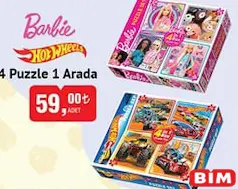 BARBİE-HOT WHEELS 4 PUZZLE 1 ARADA